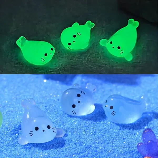 glow in the dark animals Stress Relief Seal Miniature Aquarium Ornament Fairy Garden Decoration For Aquarium Decor - Image 2