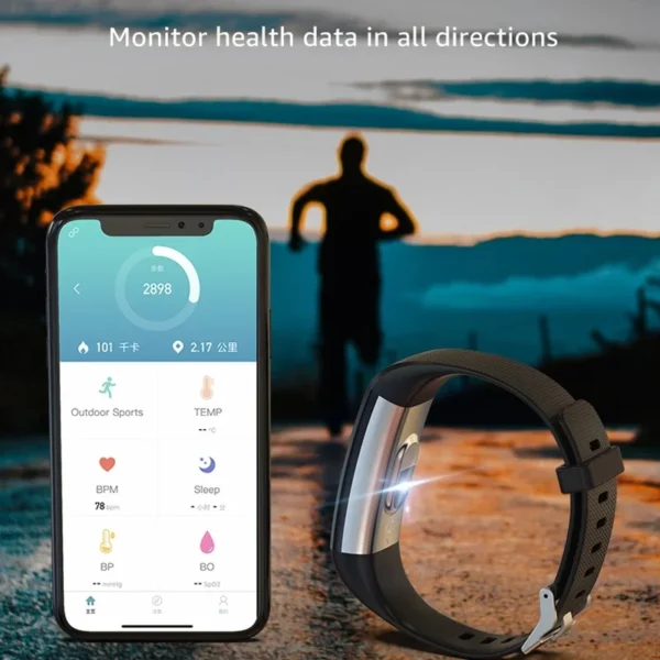 Men's Sports Wristbands Women Bracelet Temperature Measurement Blood Pressure Fitness Heart Rate Pedometer Smart Bracelet Watch - Image 2