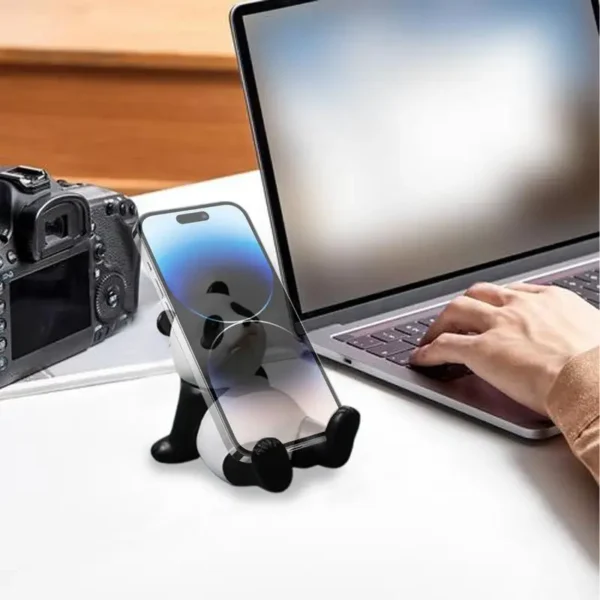 Panda Figurines For Interior Universal Cell Mobile Phone Stand Holder Modern Panda Sculpture Statue Decor Resin Toy Gift - Image 2