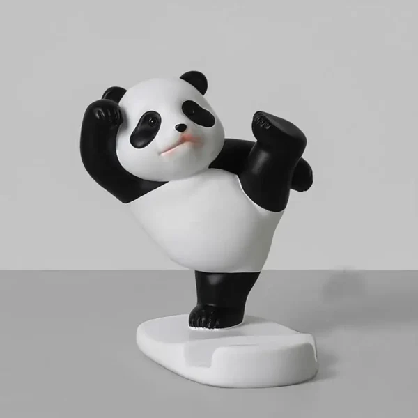Panda Figurines For Interior Universal Cell Mobile Phone Stand Holder Modern Panda Sculpture Statue Decor Resin Toy Gift - Image 3