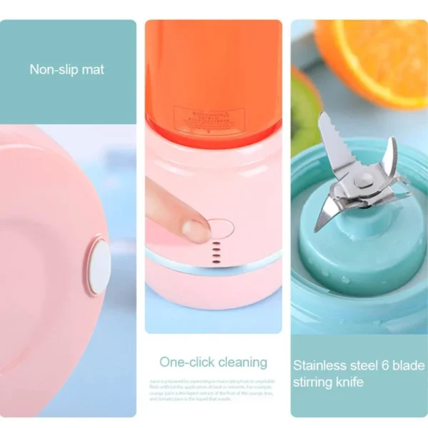 Portable Electric Fruit Juicer Wireless USB Rechargeable 6 Blades Mini Mixer Multifunction Summer Smoothie Blender Machine - Image 6