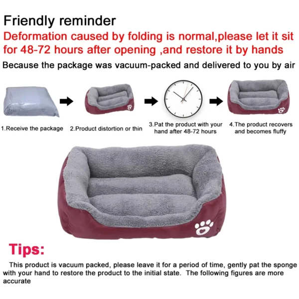 Square Large Dog Bed Soft Cat Sleeping Mat Warm Basket for Dog Waterproof Pet House for Small Dog Cushion Cat - Image 4
