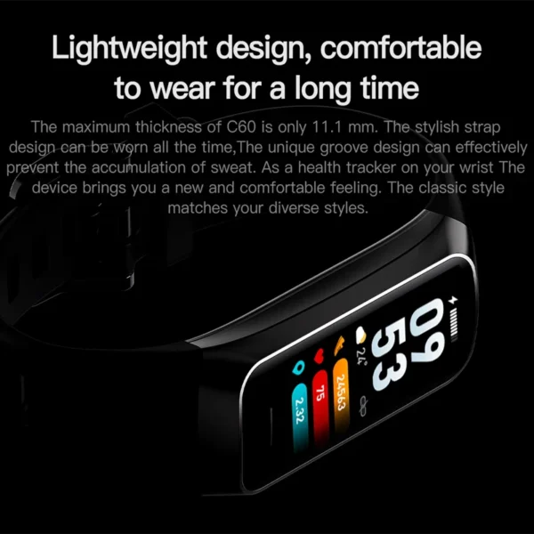 C60 Smart Bracelet Amoled Screen Heart Rate Blood Fitness Tracker SmartBand For Women Men Fashion Sport Smartwatch - Image 5